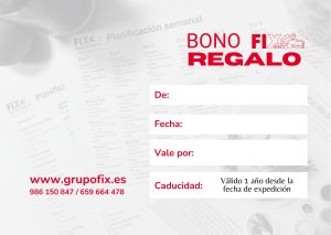 Detalle de un bono regalo de salud de Grupo FIX en Vigo, destacado por su validez de un año y su enfoque en mejorar la calidad de vida y la autonomía de las personas
