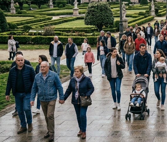 gente paseando por el parque para cumplir con el objetivo de 10.000 pasos y mejorar así su salud